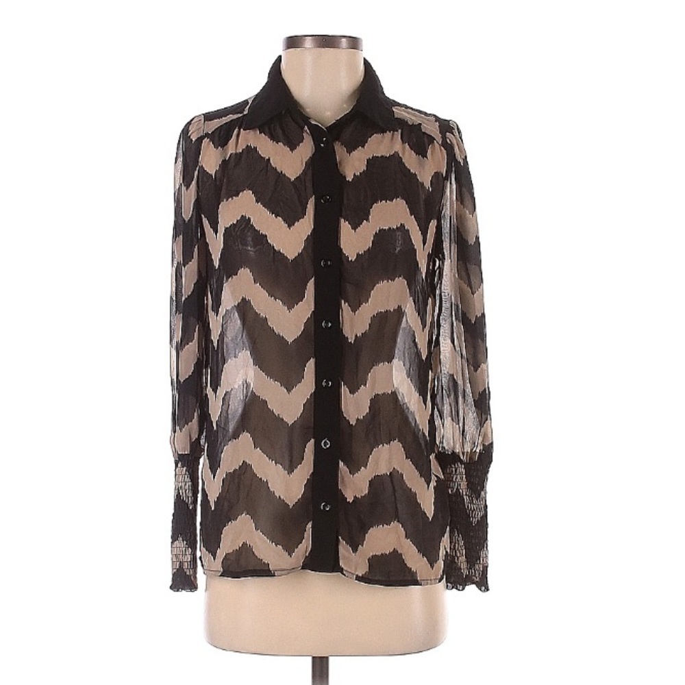 Sugarlips long sleeve sheer button down blouse